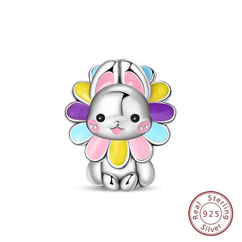 100% Copper Cute Little Bear Butterfly Flamingo Charms Beads Rose Princess Pendants Fit Diy Bracelets Jewelry Gifts