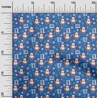 Tela Algodón Elástico Azul Material de Costura Navideño Tela Estampada Por Yarda 40 Pulgadas