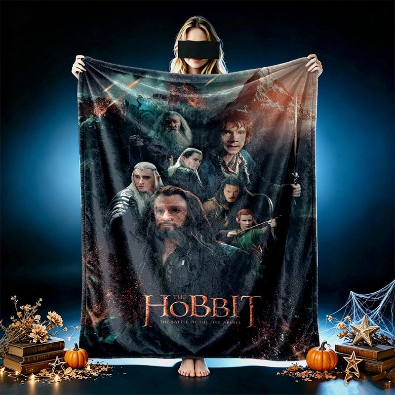 Hobbit Dark Portrait Pattern Blanket, Cozy Blanket for All-Season Comfort on Sofas, Beds, Office, Car, Camping and Travel