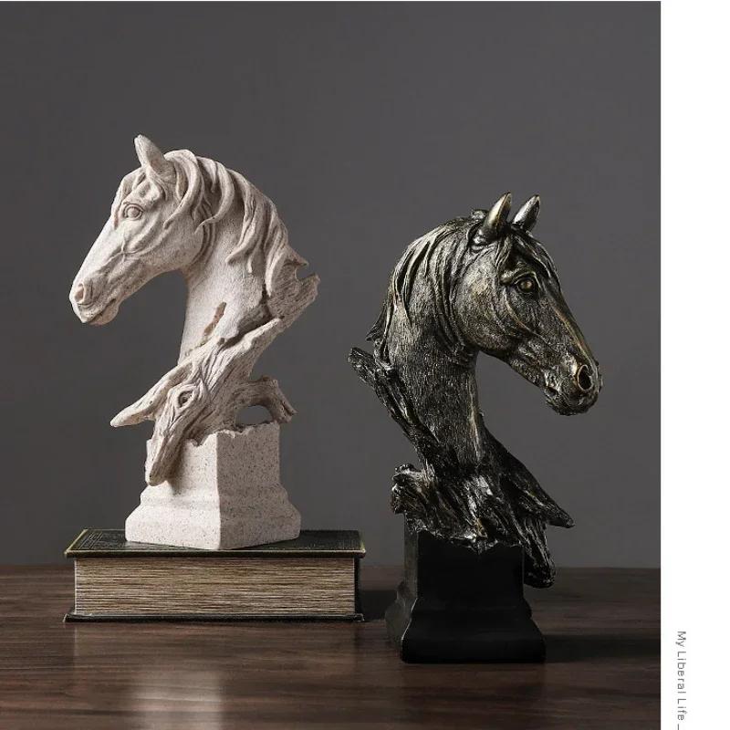 Office Ornaments Home Decoration Living Room Rack Nordic Style Retro Horse Head Ornaments Resin Crafts Decoration