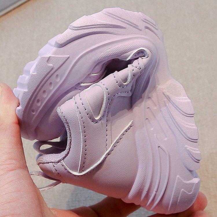 Girls Shoes 2025 Spring and Autumn Leather Waterproof Dad Shoes Student White Shoes Children Middle and Older Children Button Sports Shoes
