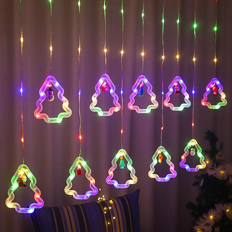 Creative LED Christmas Curtain Lights: Indoor Flashing Decorations 3M10 Hanging Christmas Tree + Small Accessories