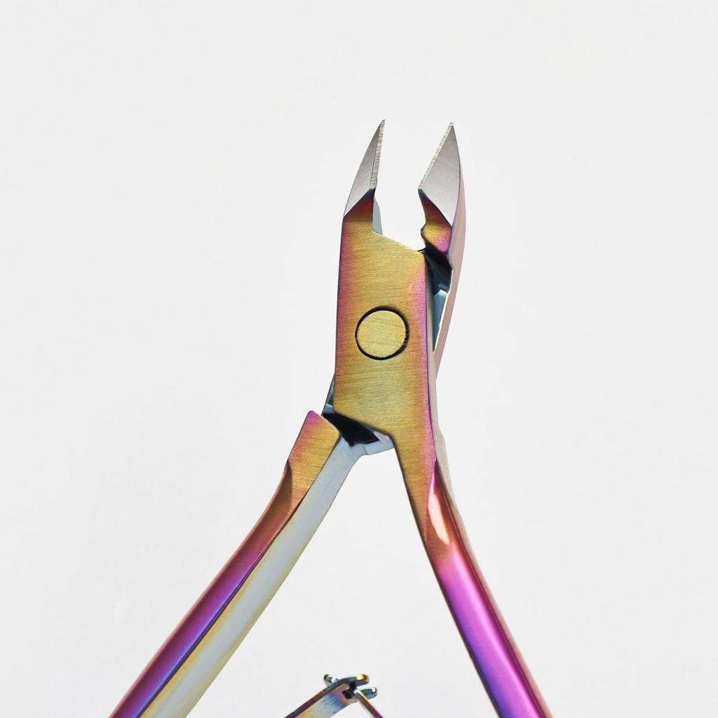 Iridescent Stainless Steel Cuticle Pusher & Scissors Set – 2 Pieces, Sharp Double-Pronged Nail Art Tools.