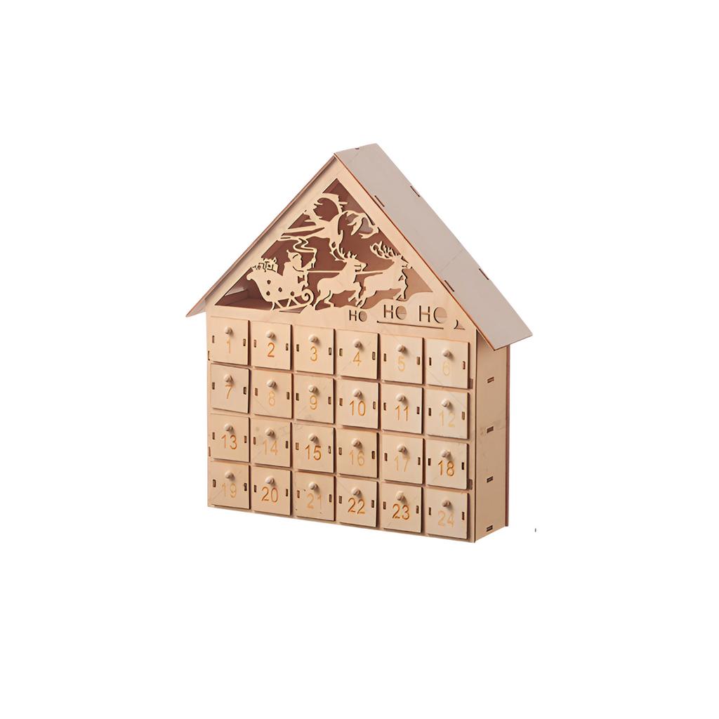 Advent calendar wooden luminous Christmas decoration LED light 24-day countdown calendar ornaments c