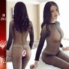 Passionate Sheer Lingerie Set: Fishnet Stockings & Crotchless Bodysuit