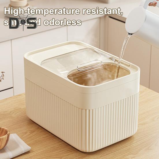 15kg Rice Bucket with Measuring Cup Transparent Cover Food Grade Plastic Sealed Pet Food Storage Container