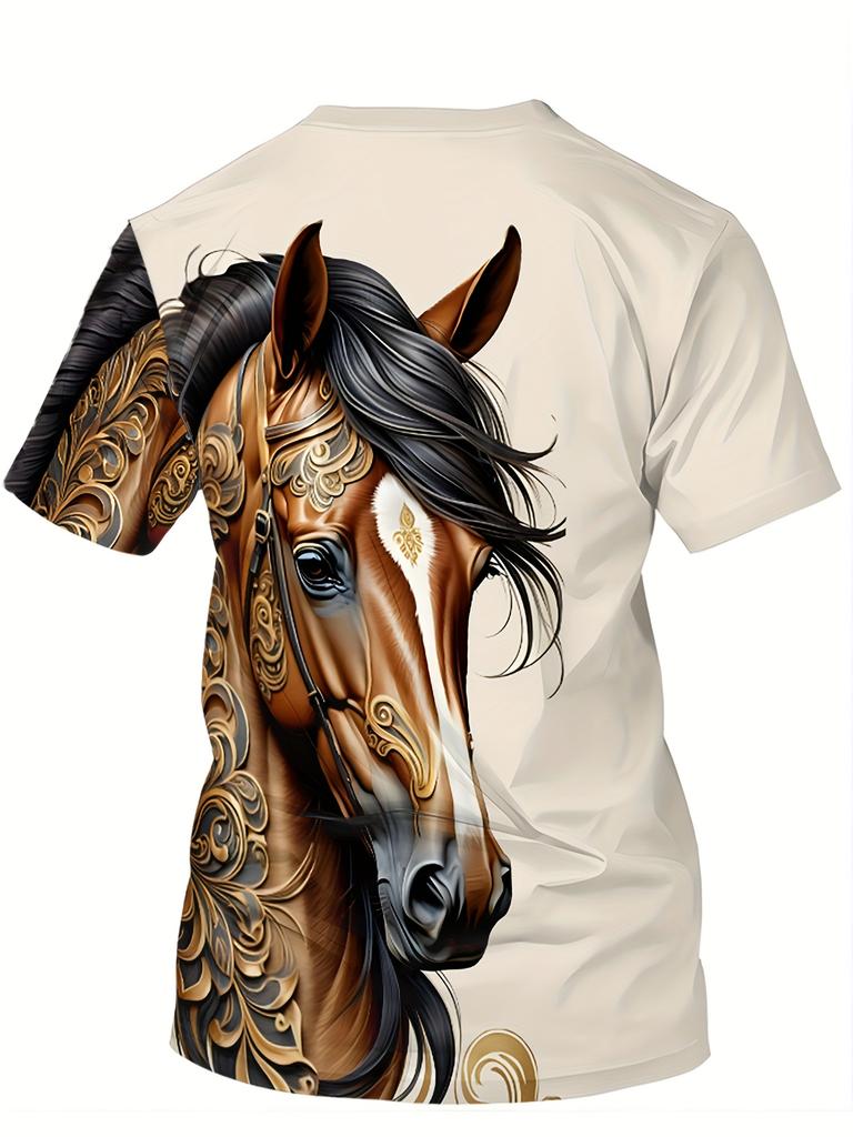 Men's Summer Horse Printed 3D Digital T-shirt