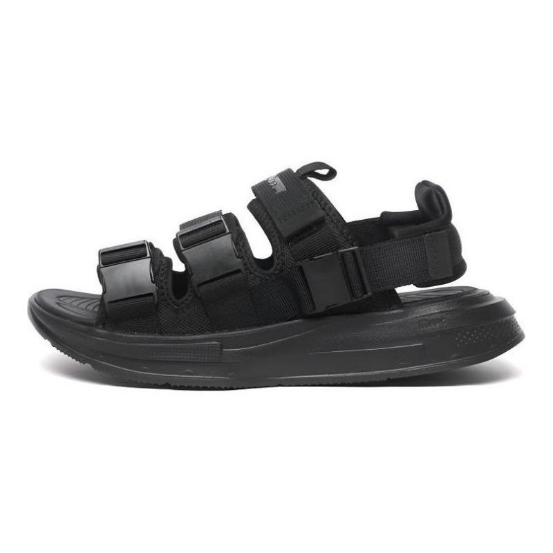 Anta Men Lightweight Hook-and-Loop Beach Sandals Black 112138502-1 40