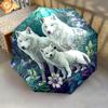 1 PC Automatic Folding Umbrella - Wolf Family Pattern, Portable & Foldable Design with 8 Ribs, Christmas Birthday Gifts