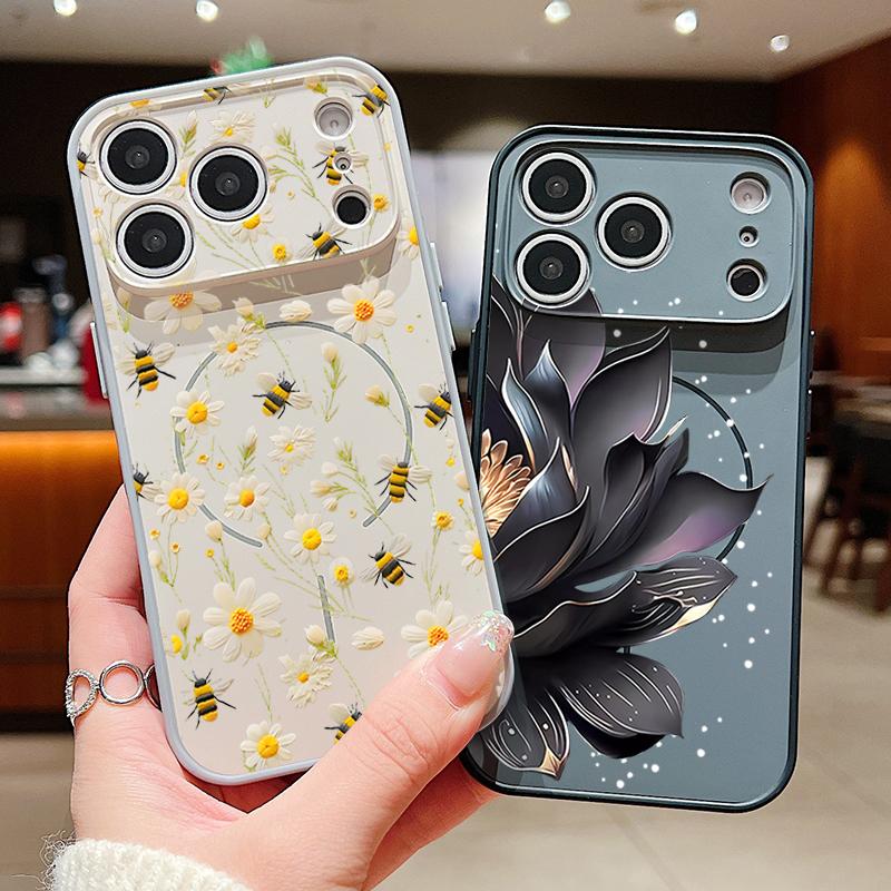 Lotus Sunflowers Pattern Case For iPhone 17 Pro Max Funda iPhone 16 15 14 13 Pro Max Magnetic For Magsafe Hybrid Slim Matte Cover