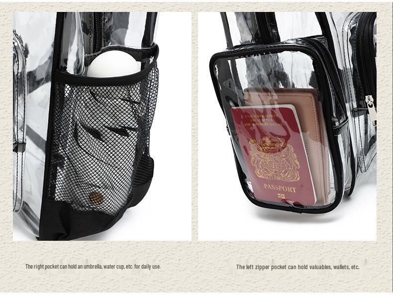 Large Capacity Waterproof Transparent PVC Backpack for Students and Travelers