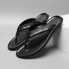 Men's Genuine Leather Toe Post Flip-Flops: Casual Embossed Summer Sandals