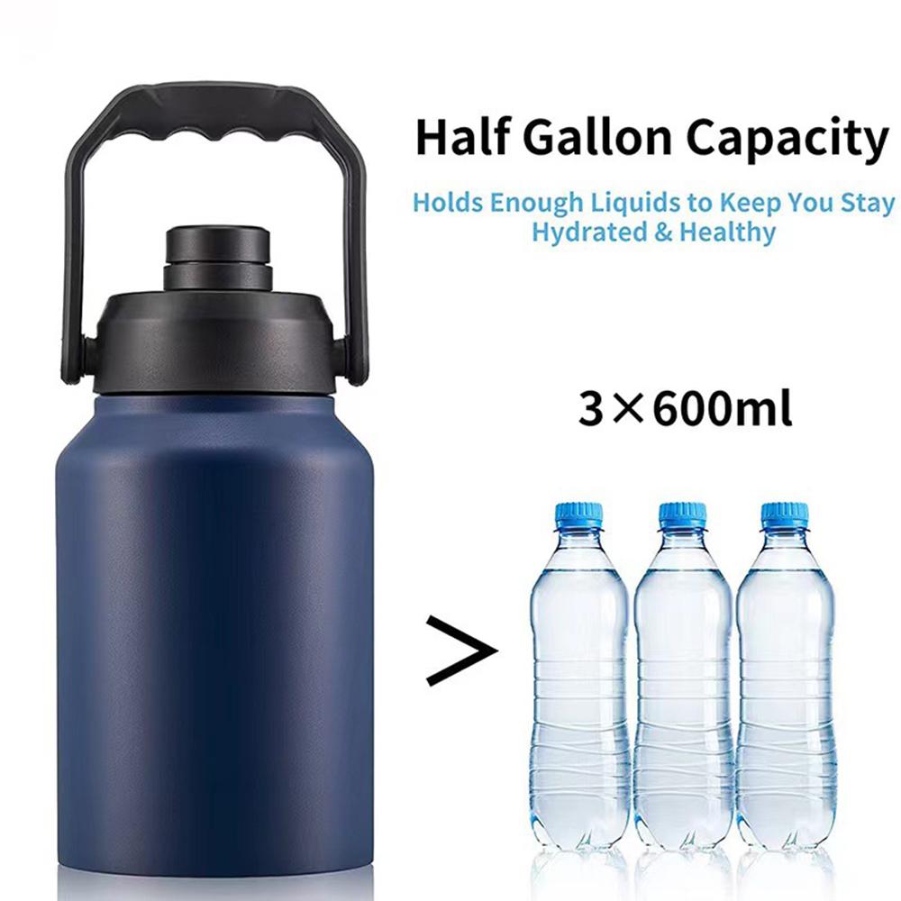 New 304 Stainless Steel Vacuum Flask, Camping Ice Bucket, Outdoor Portable Sports Water Bottle, Handheld Thermos Pot, 2L