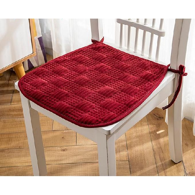 4 Pack Flannel Chair Cushion for Desk Chair Soft Plush Nonslip Seat Cushions Washable Kitchen Dining Chair Pads with Ties Office Car Sitting Chair