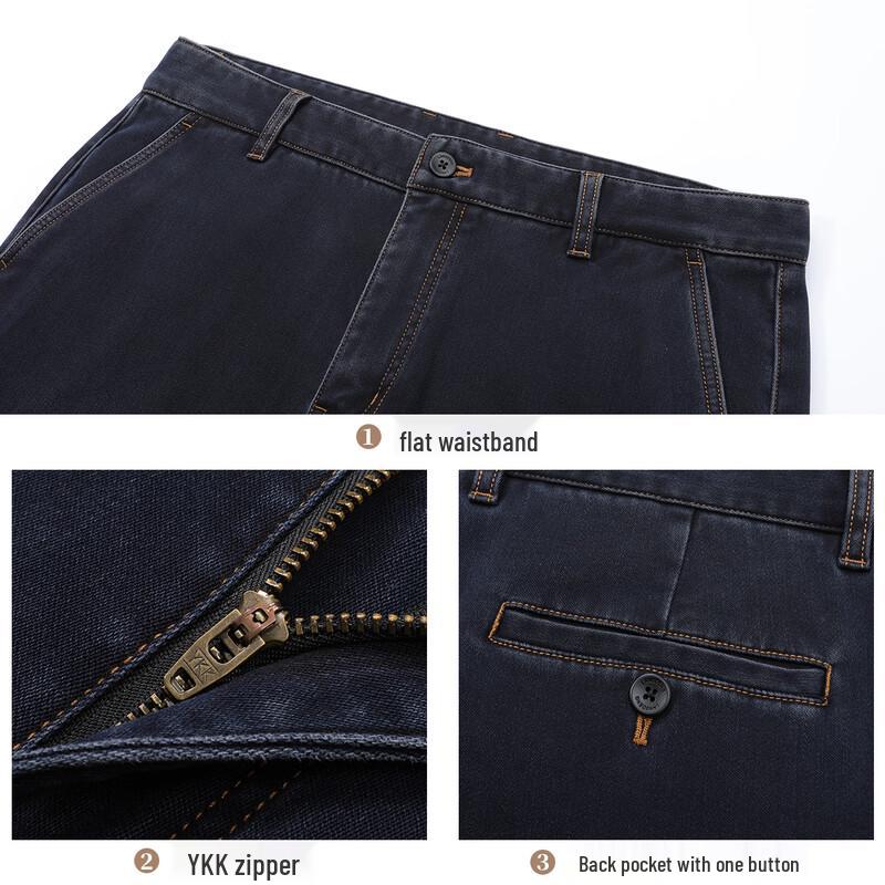 Langdeng Men's Autumn/Winter Straight-Leg Stretch Jeans