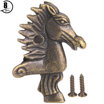 8 SZTUK Głowa Konia Drewniane Pudełko Nogi Nogi Meble Wspornik Narożny Ochraniacz