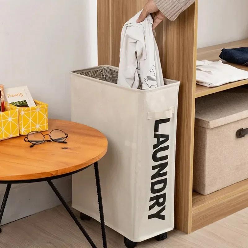 Foldable Laundry Basket Clothes Storage Box Dirty Clothes Basket Yoga Storage Sundries Box with Wheels Bathroom Accessories
