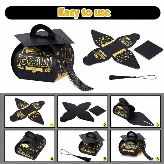 Graduation Cap Gift Boxes Class of 2026 Candy Treat Chocolate Box with Tassel Grad Party Table Centerpiece for Ceremony Graduation Party Favors