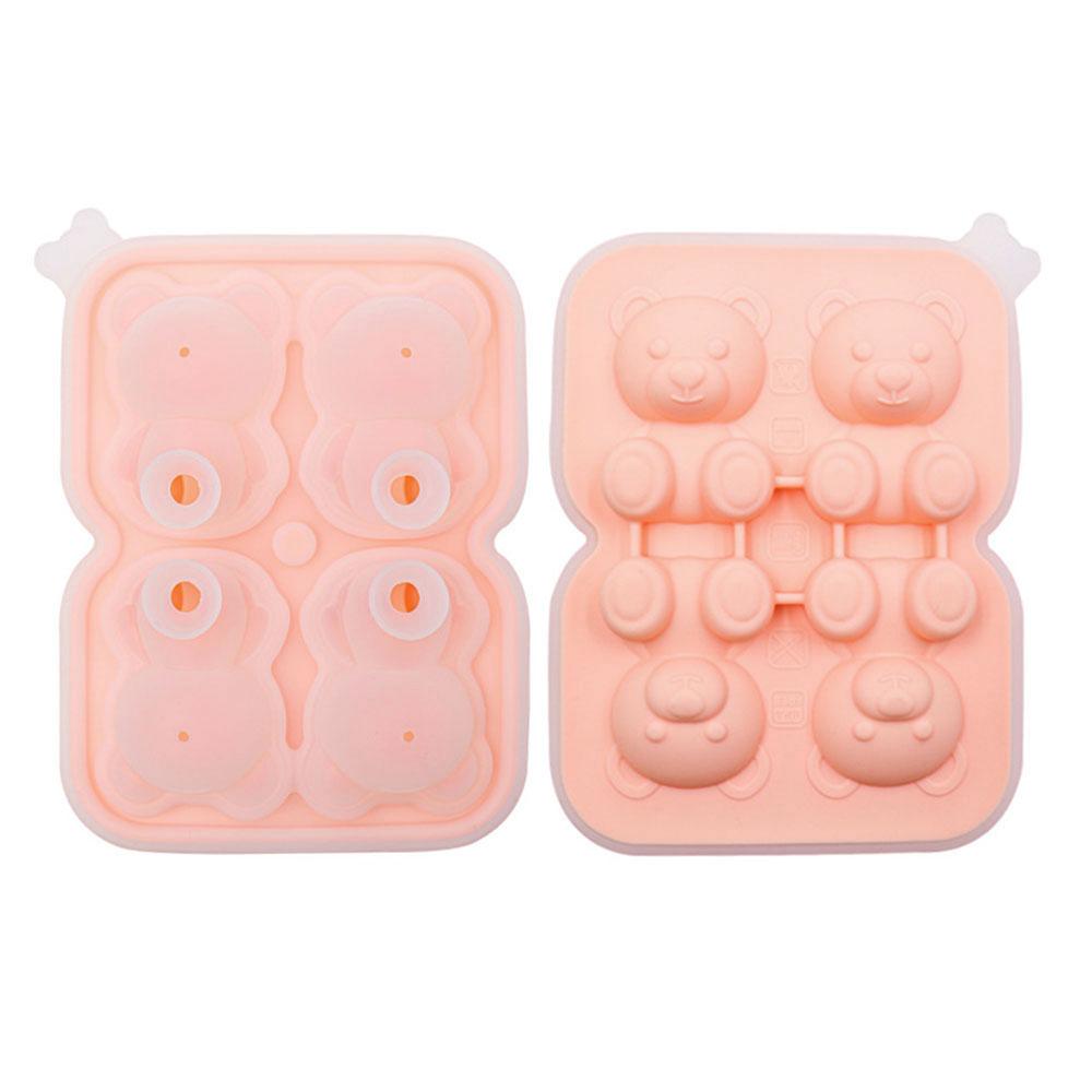 Silicone World DIY 4/2 Cute Bears Shape Ice Cube Silicone Mold Ice Grid Home Kitchen Ice Cream Molds Ice Ball Ice Making Box