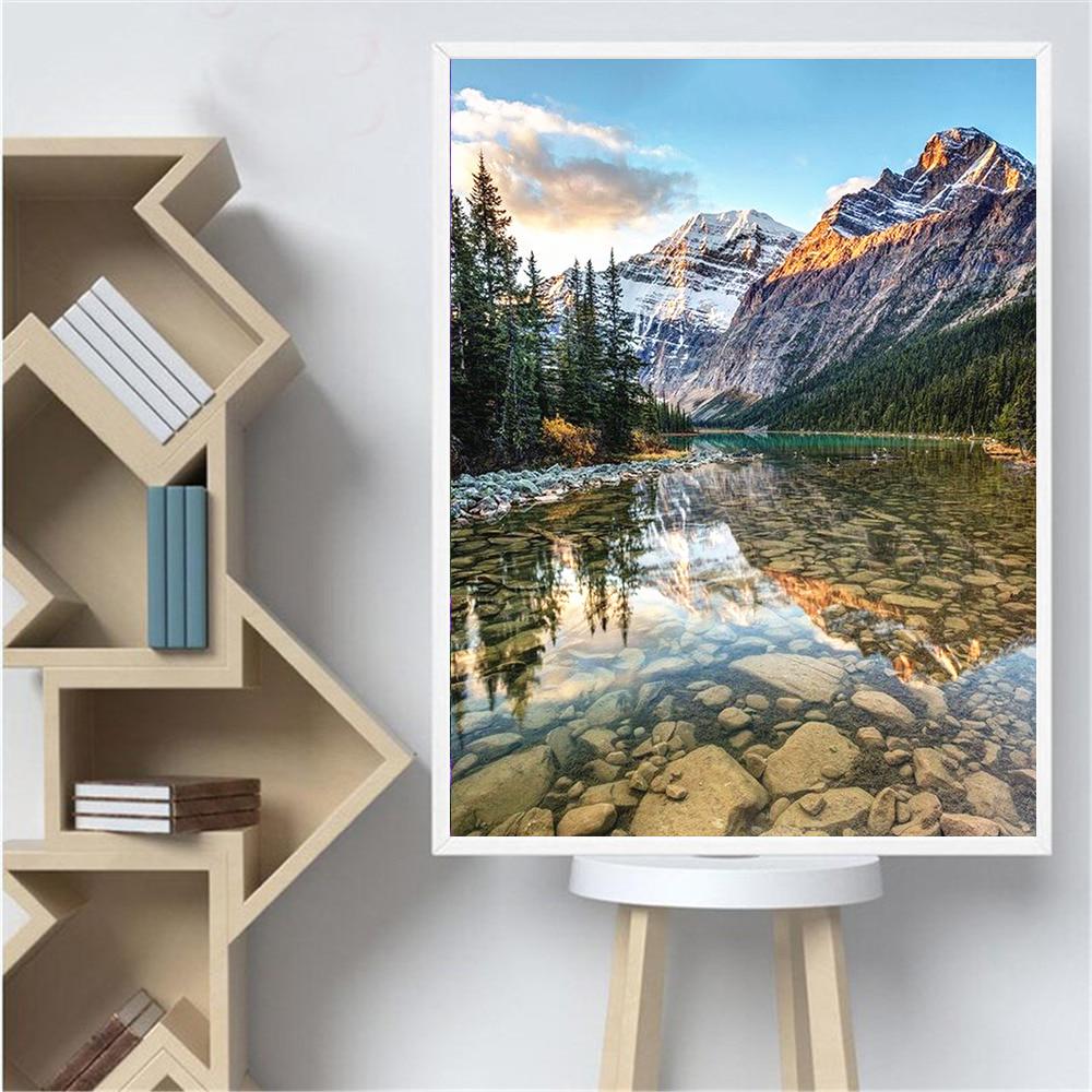 Diamantová malba Krajina Diamantové vyšívání Krajina Kulatý obraz diamantové mozaiky