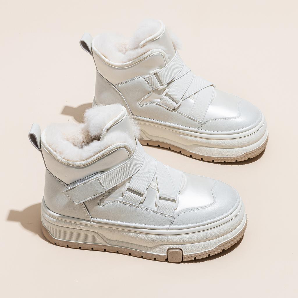 Snow Boots Women's New Winter Velvet Board Shoes Thickened Warm Thick-soled Non-slip Cotton Shoes