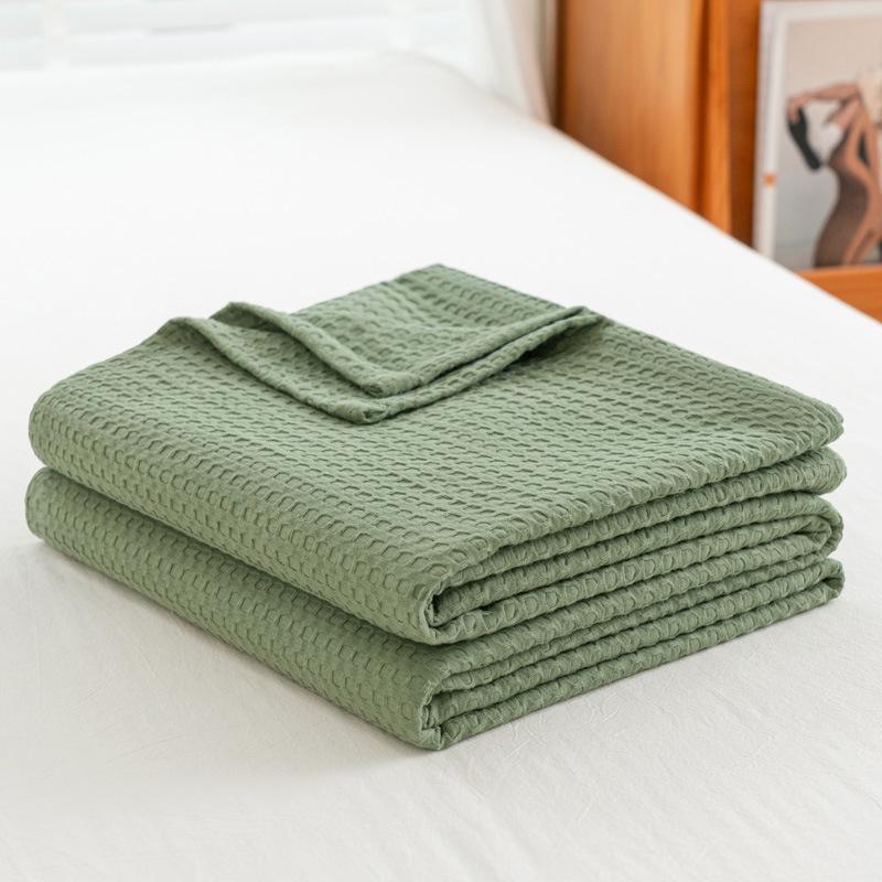 Klasse A 100% Katoen Wafelstructuur Zomerdeken, Enkellaags Koel Plaid, Effen Kleur