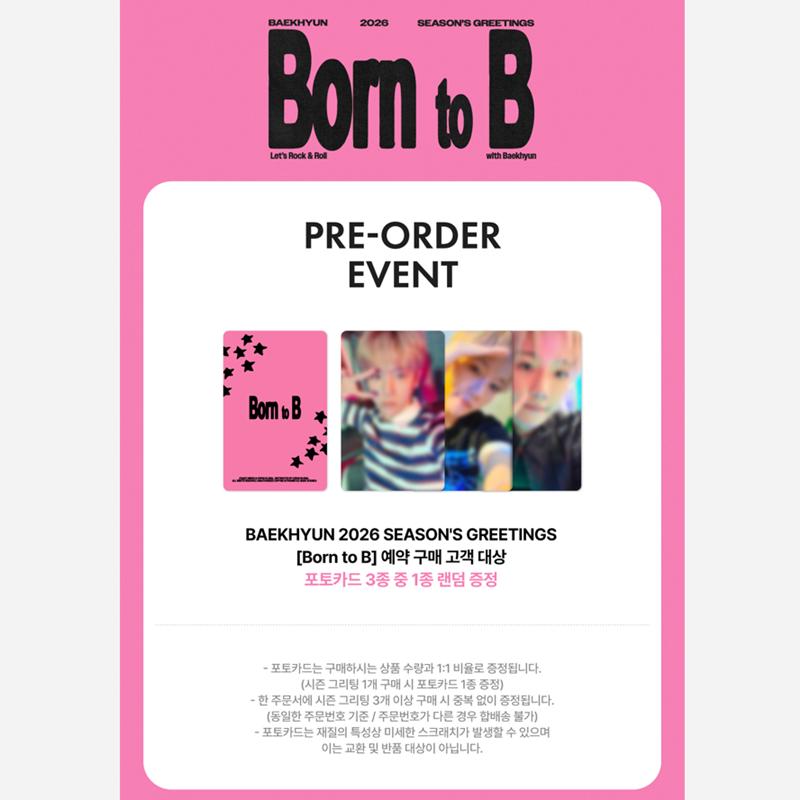 

[Предзаказ] БЭКХЁН(ЭКЗО)- ПОЗДРАВЛЕНИЯ С СЕЗОНОМ 2026 [Рожденный быть] (Онлайн-преимущество) POB STANDARD