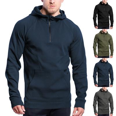 Long Sleeve Sweater Men'S Hooded Casual Half Zipper Piece Fleece Men'S Autumn And Winter Jacket