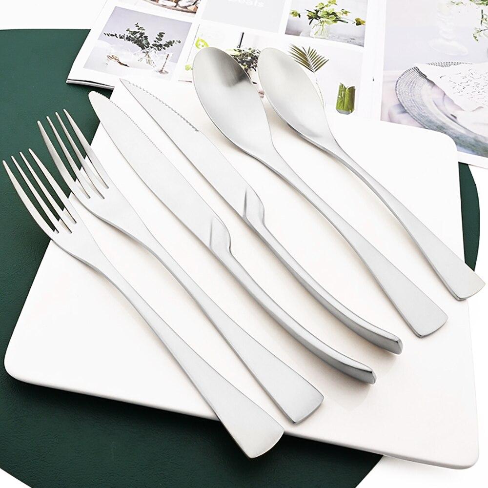 

Черный, 6 шт., столовые приборы, матовая посуда из нержавеющей стали, набор столовых приборов, кухонная десертная вилка, обеденная ложка, нож, набор посуды серебряный