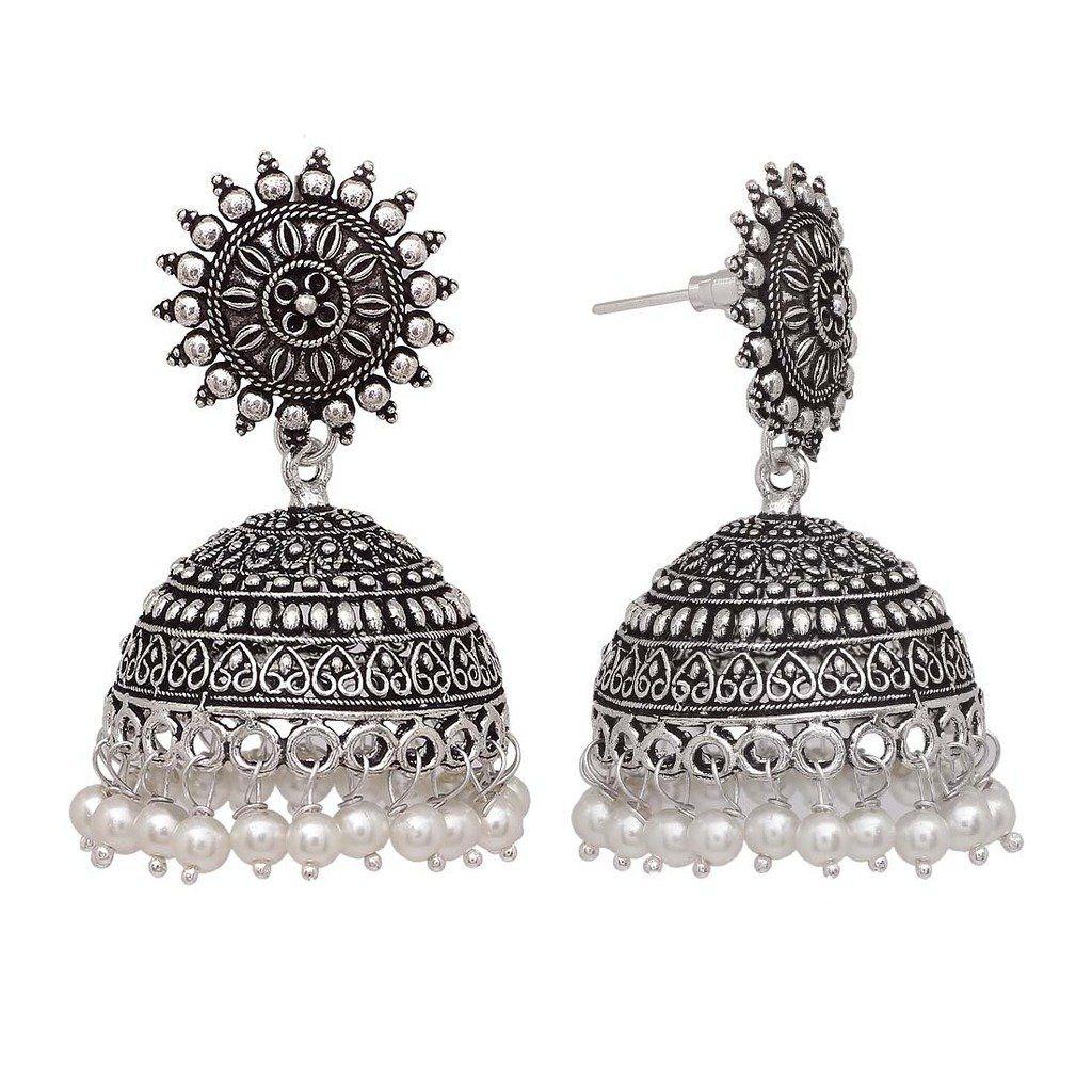 

Легкие серебряные оксидированные серьги Jhumki Jhumka для девочек
