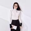 Autumn New Design Contrasting Color Splicing Turtleneck Knitted Sweater Silk Wool Blended Backing Inner Top