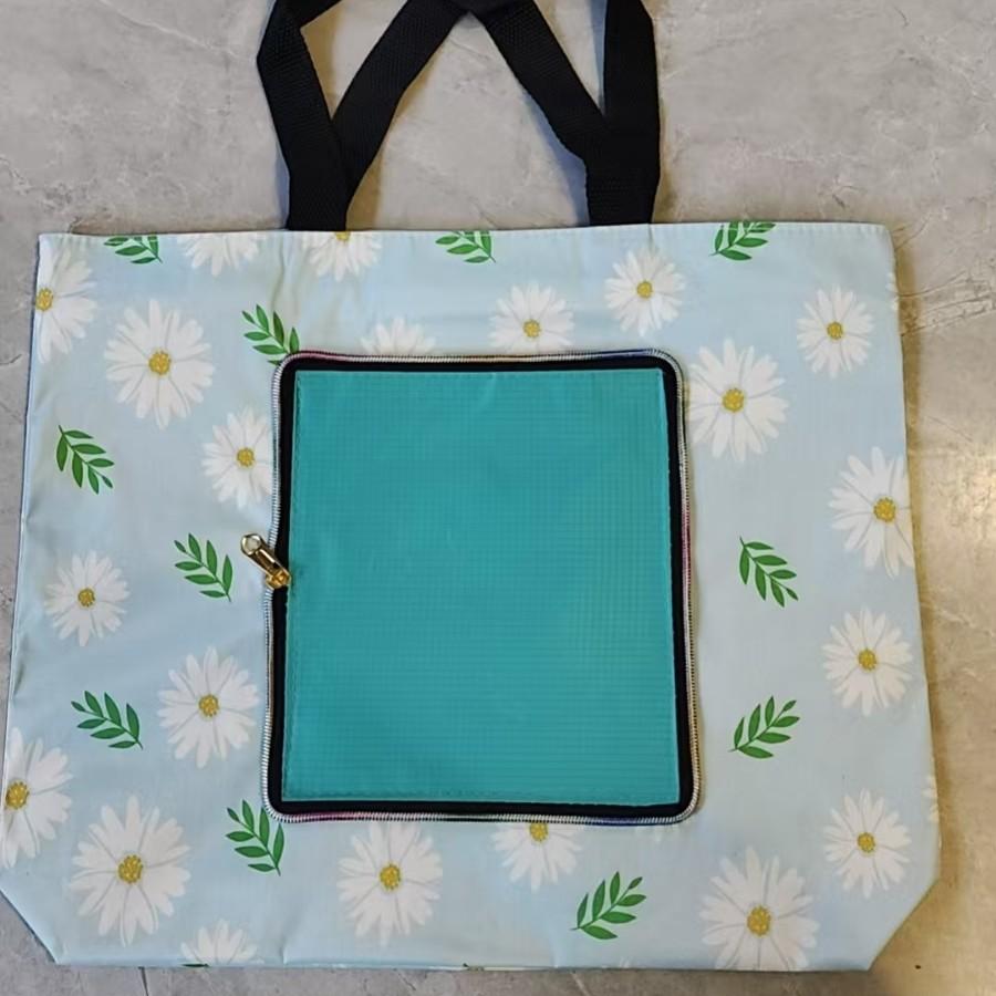 

Portable Foldable Reusable Grocery Tote Bag Waterproof Travel Shopping Handbag for Women KTB 43*34*8