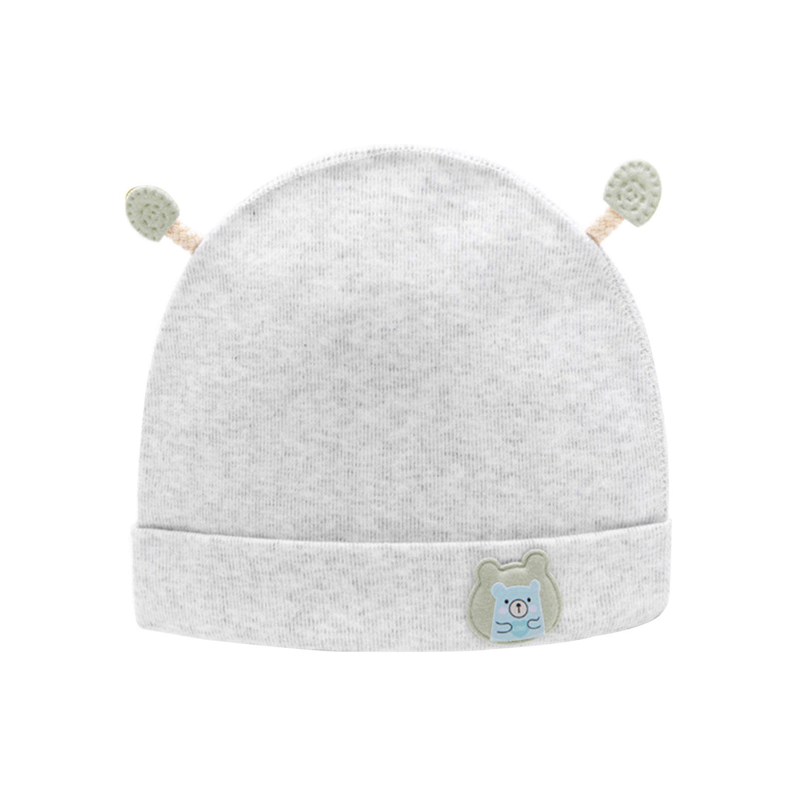 

Милая детская шапочка, чепчик для новорожденных, хлопковая больничная шапочка, весна/лето, шапочки для кормящих мам, подарок на день рождения для мальчиков и девочек от 0 до 3 месяцев серый