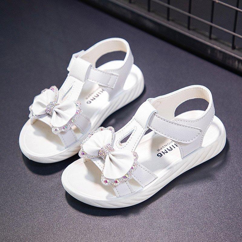 New Summer Korean Style Girls Princess Sandals, Open-toe Soft Sole Kids Sandals for Girls 26 белый