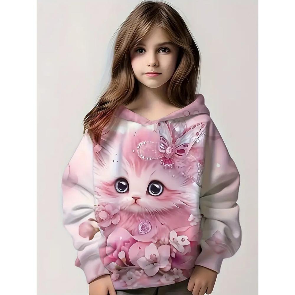 Girls Clothes Hoodies Cute Cat 3D Print Child Sweatshirt Autumn Cartoon Clothes for Children Girl Tops Fashion Children Clothes