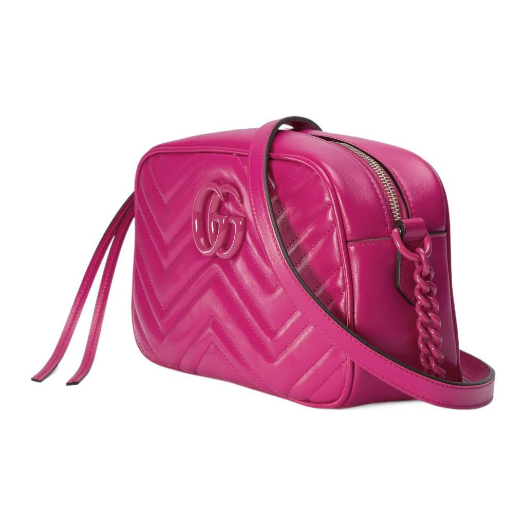 Gucci GG Marmont Letter Combination Chevron Leather Crossbody Shoulder Bag Small Women Bags Purple Red 447632-DAAAH-5518