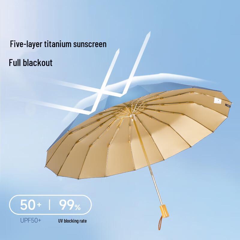 Premium 16-Rib Manual Windproof Folding Umbrella