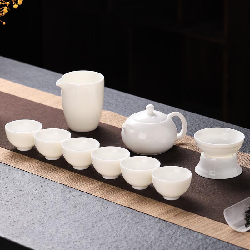 GOWKE Mutton Fat Jade White Porcelain Gaiwan Travel Tea Set