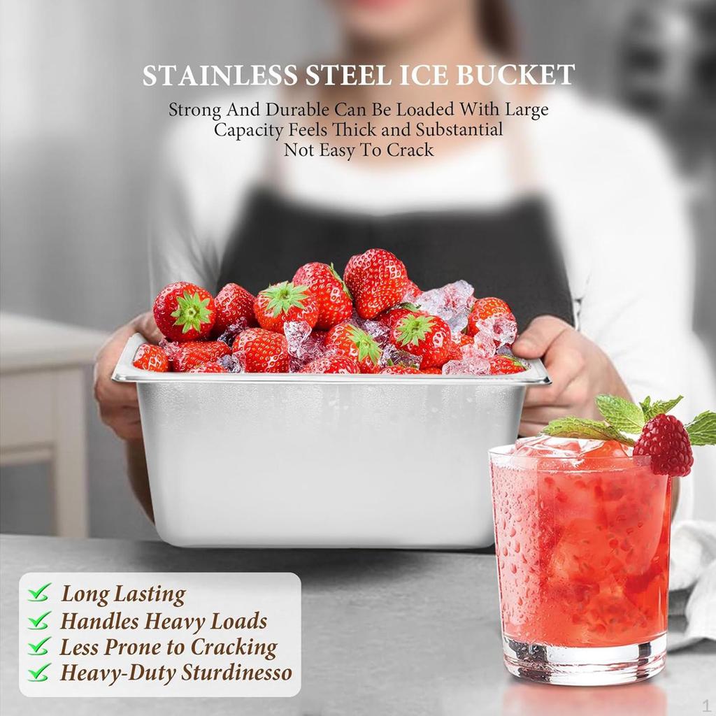 Ice Bucket Beverage Cooler Metal Storage Tub for Wine Beer Champagne Chiller Stainless Steel