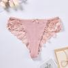 Women's Plus Size Seamless Mid-Rise Thong with Lace Trim, Breathable Pure Cotton Crotch