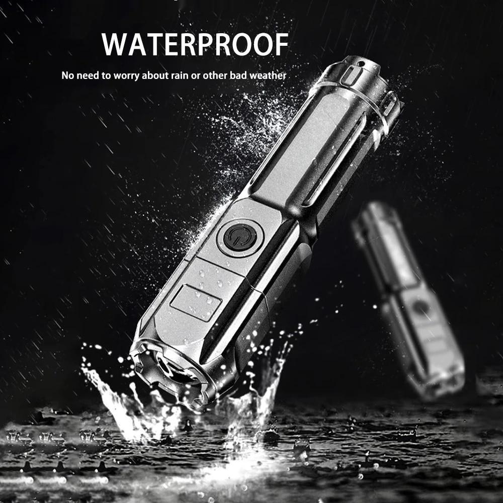 Torce LED portatili Torcia USB ultra luminosa Modalità luce da campeggio Impermeabile Zoomabile Usa 18650 Batteria Attrezzi da esterno