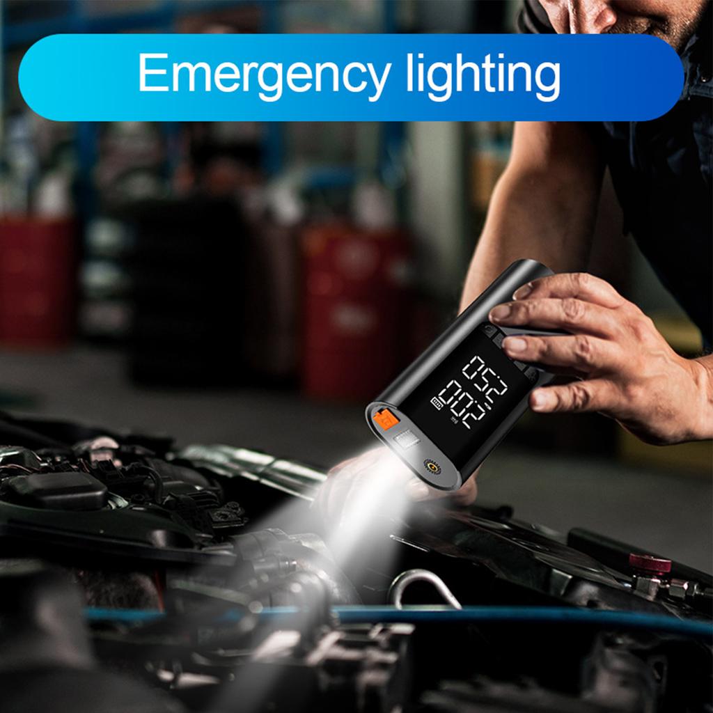 Auto Starthilfe mit Luftpumpe, 12V Notfall Batterie Überbrückungspack, Digitaler Reifenfüller für Autos,