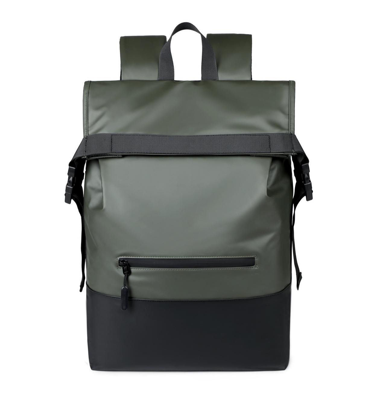 

Мужской водонепроницаемый рюкзак большой вместимости для колледжа, бизнеса, ноутбука и поездок на работу темно-зеленого