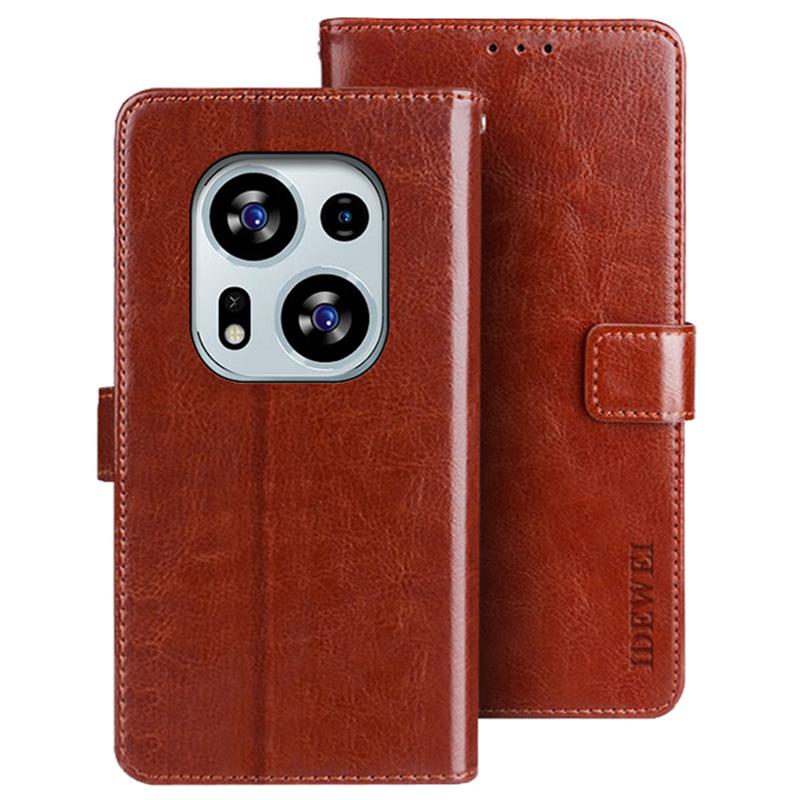

IDEWEI Для TECNO Phantom X2 5G Чехол-книжка из искусственной кожи с текстурой «Crazy Horse» и защитой от падений, с подставкой и кошельком Brown