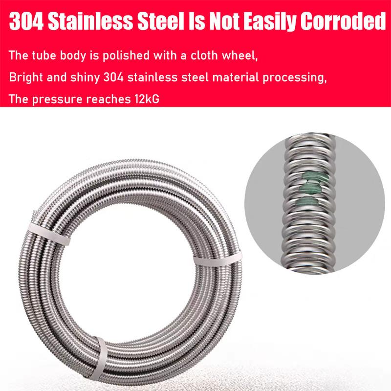 304 Stainless Steel Corrugated Pipe, 16/16.8/20/25mm Water Heater Hose, Hard Corrugated Coil For Hot And Cold Water Inlet And Ou