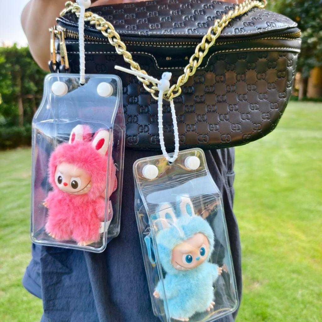 3/1Pcs Transparent Protective Case And Bag For Labubu 4.0 Pin Of Love Series Doll Dust Cover Storage Box Display Bag Accessories