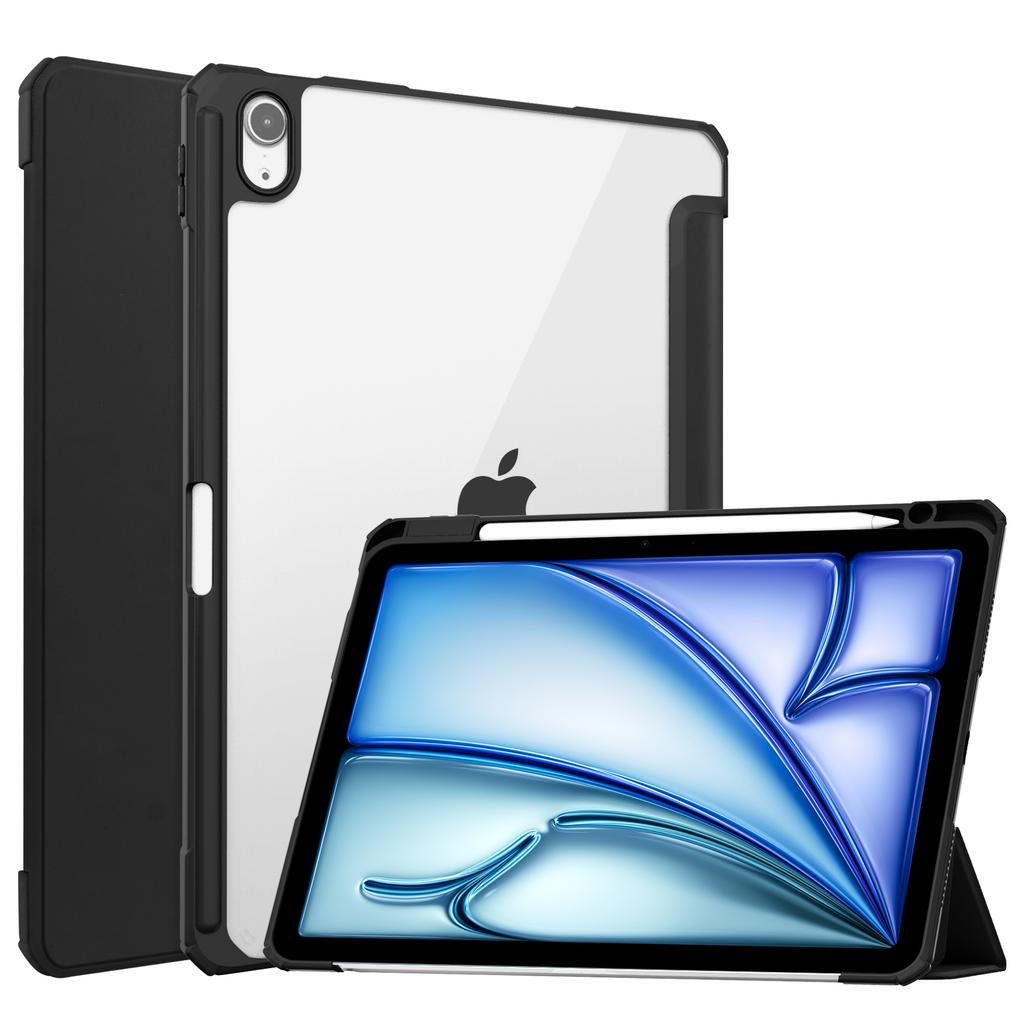 For iPad Air 11 (2025)/(2024) Case Clear Acrylic Leather Tablet Cover Support Auto Sleep/Wake