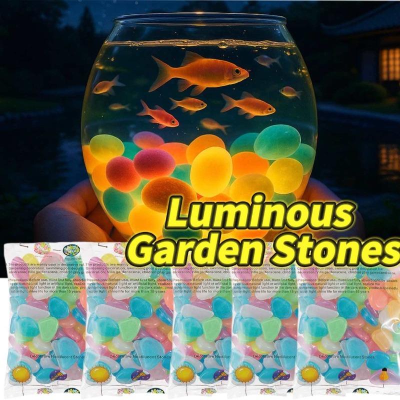 100-500pcs Glowing Garden Pebbles Glow in the Dark Non Toxic Reusable Luminous Stones For Garden Patio Aquarium DIY Decoration