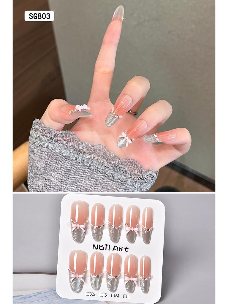 2025 New Style Rich Girl Medium-Length High-End Wearable Nail Stickers & Tips for Brides