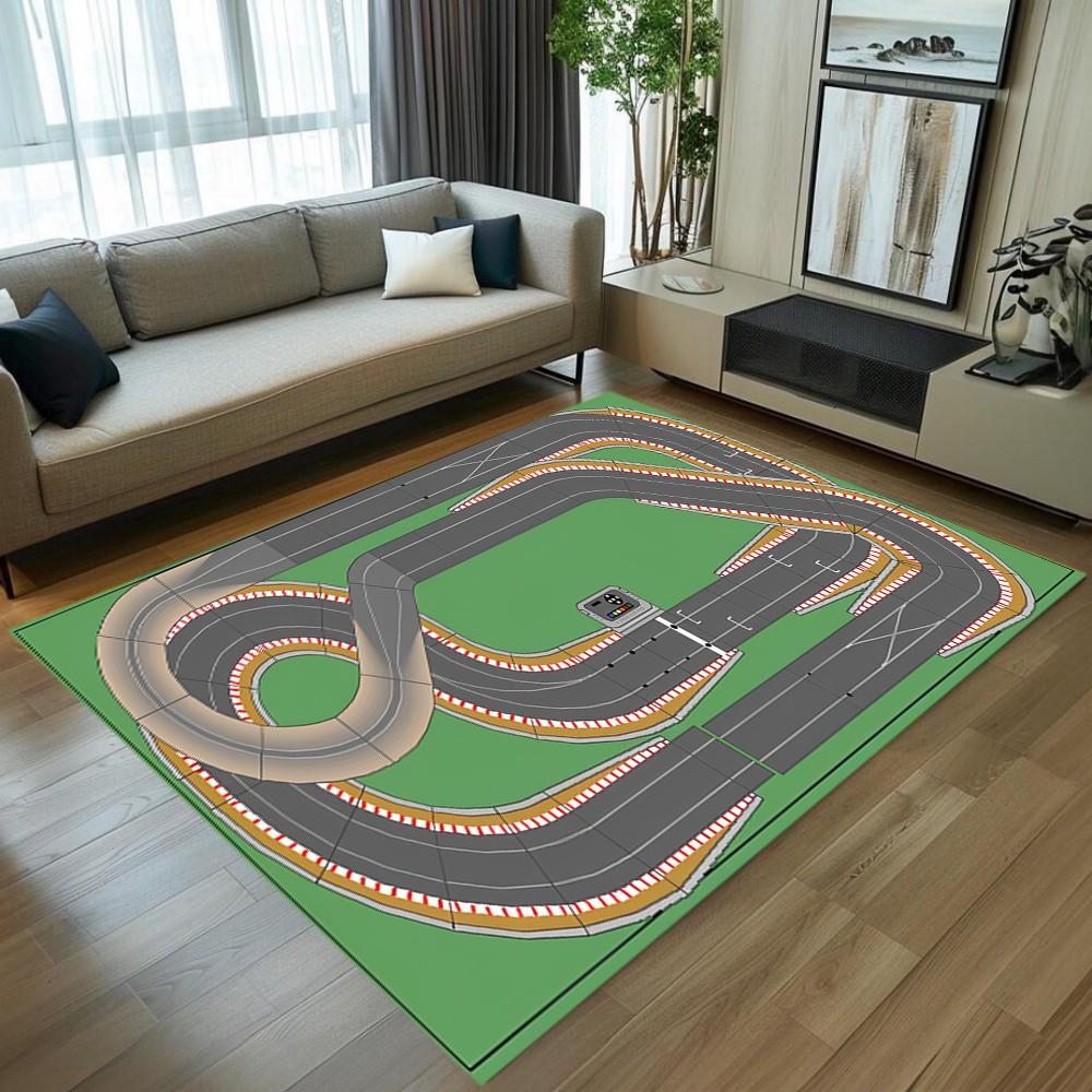 Interactive Toy Car Racetrack Carpet City Highway Play Mat Kids Nursery Rug Educational Playroom Carpet for Boys Girls Bedroom